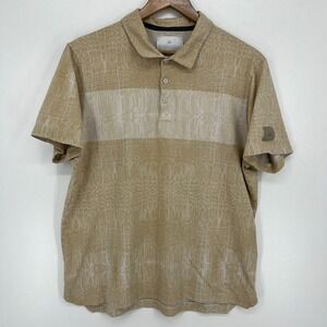Adidas Polo Shirt Men's L Beige Golf Moisture Wicking Collared Short Sleeve